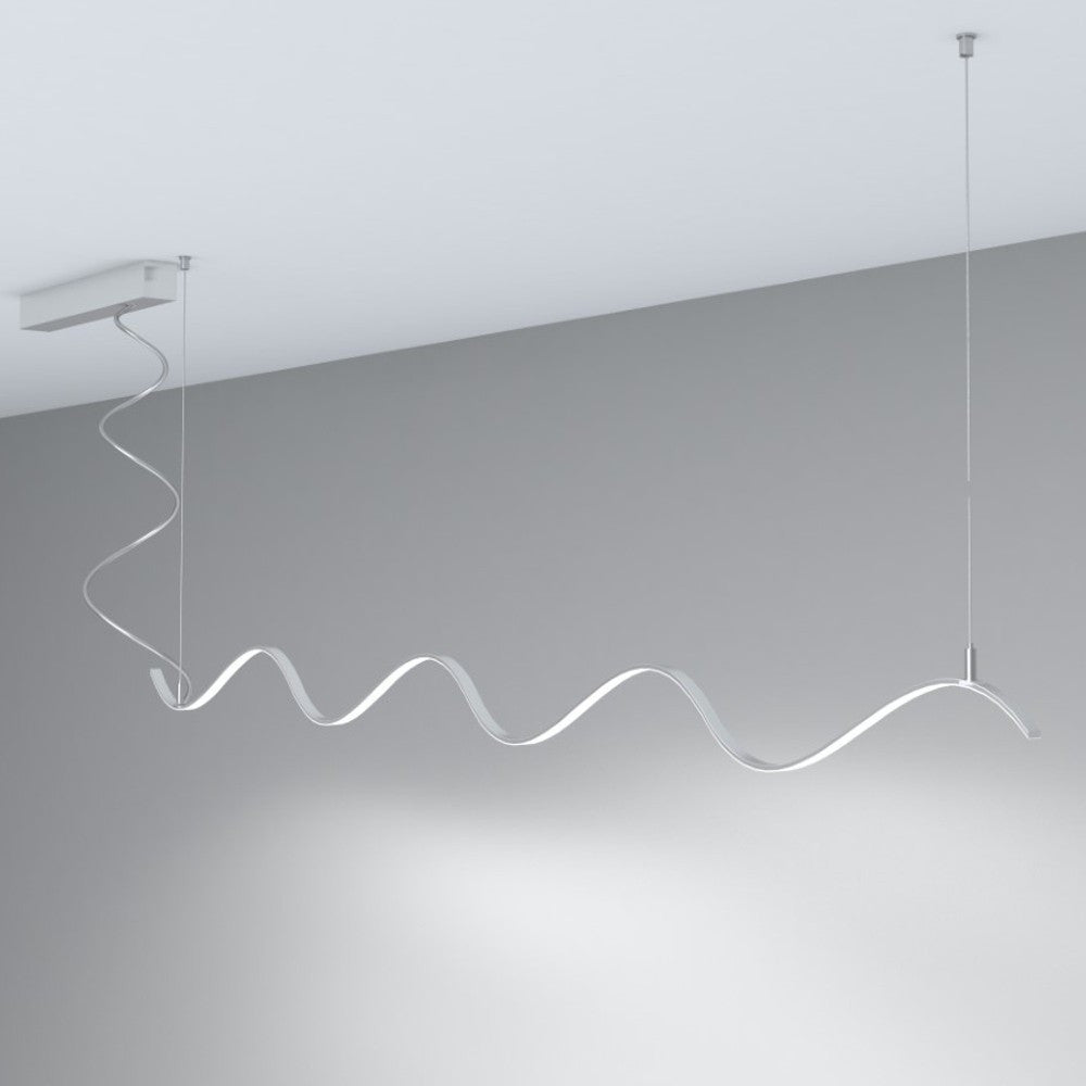 Lámpara Lineal Colgante LED - MILANO SLIM PLATA CURVES