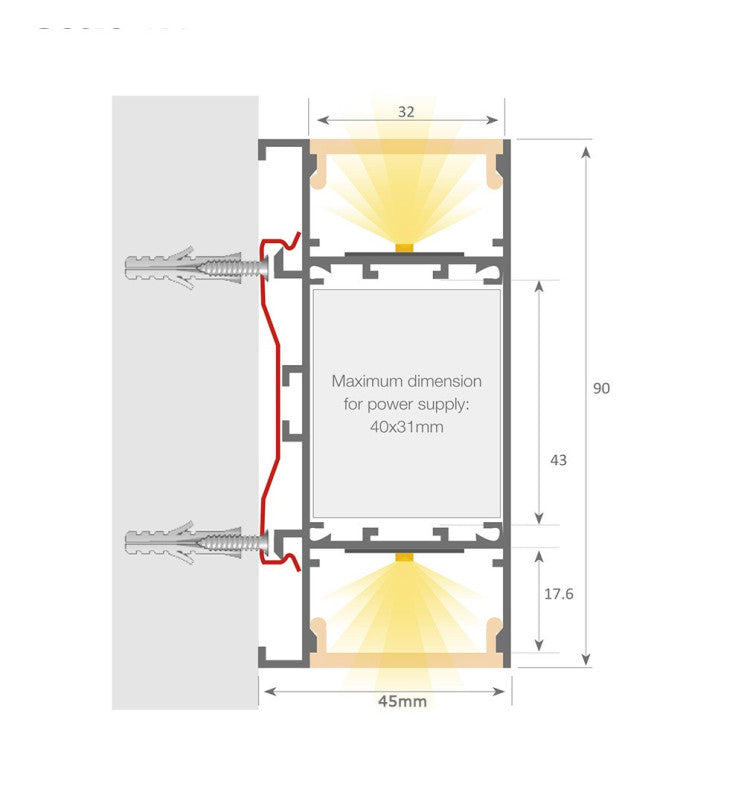 LED Lineær Vegglampe - OULU SVART
