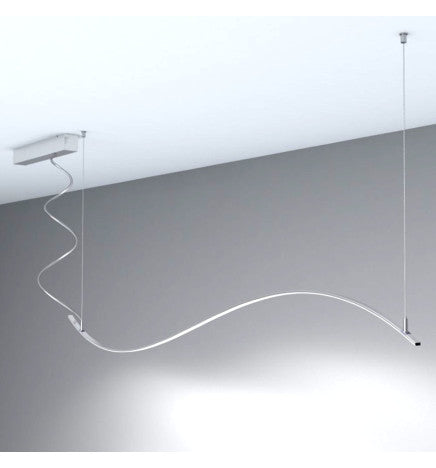 Lámpara Lineal Colgante LED - MILANO SLIM PLATA CURVES