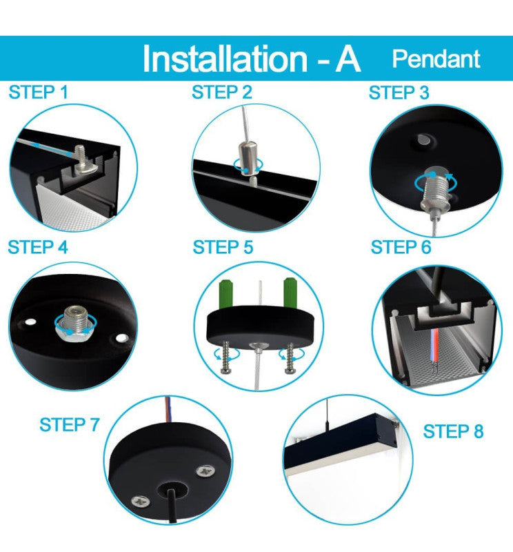 Lámpara lineal LED colgante - 40W - KIRUNA Negro