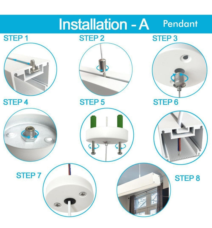 LED 72W Lineal - 2 metros - Blanco- Regleta + Colgante POSTDAM