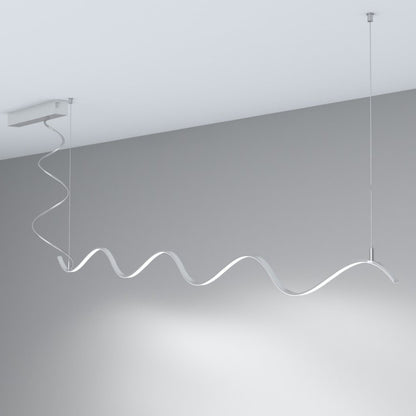 Lámpara Lineal Colgante LED - MILANO SLIM PLATA CURVES
