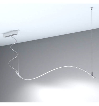 Lámpara Lineal Colgante LED - MILANO SLIM PLATA CURVES