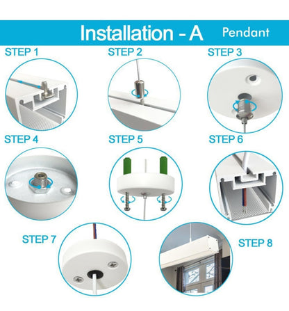 LED 72W Lineal - 2 metros - Blanco- Regleta  + Colgante POSTDAM