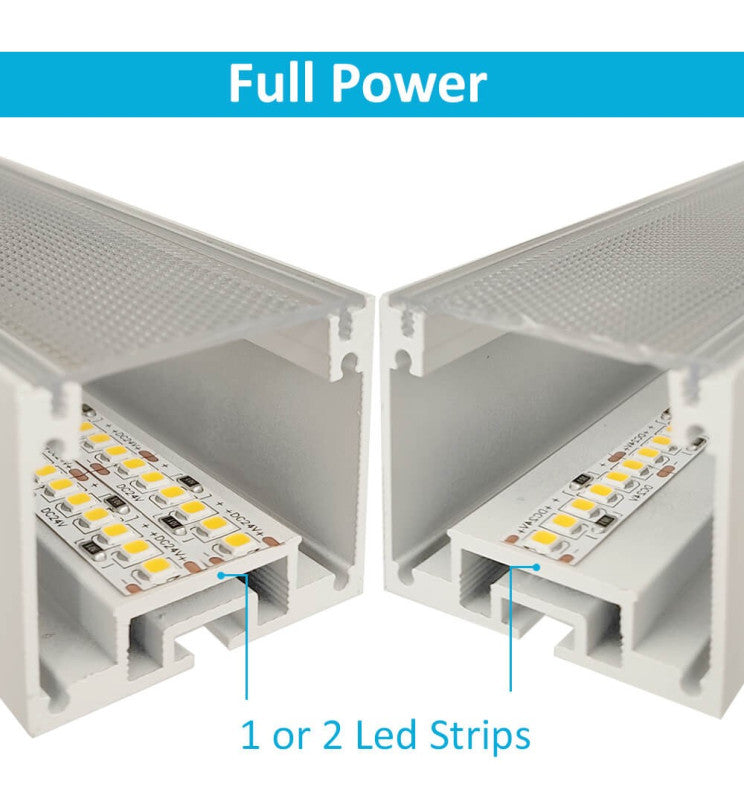 Aluminiumsprofil - Hvit - POSTDAM -2 Meter - armatur + anheng