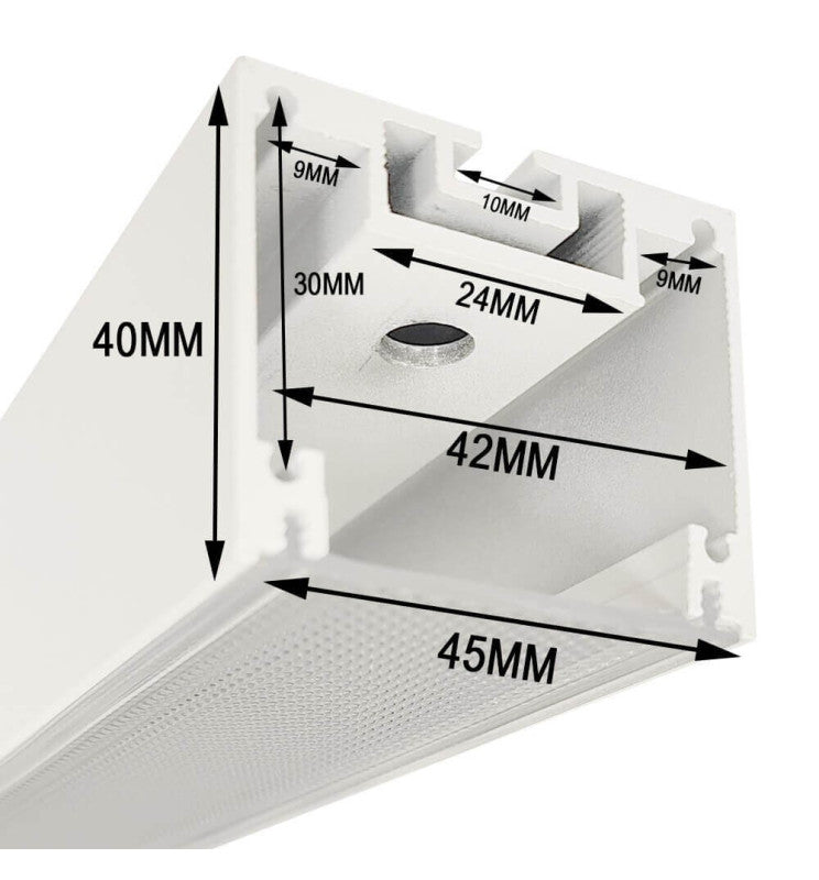 Aluminiumsprofil - Hvit - POSTDAM -2 Meter - armatur + anheng